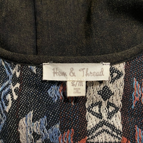 Hem & Thread Brown Aztec Open Front Cardigan Vest - Picture 4 of 5